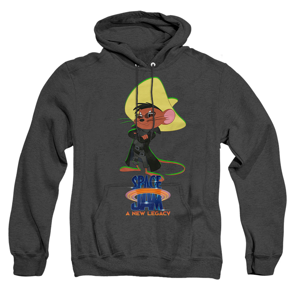 Space Jam 2 & Speedy Matrix-Adult Heather Hoodie, Black - Medium