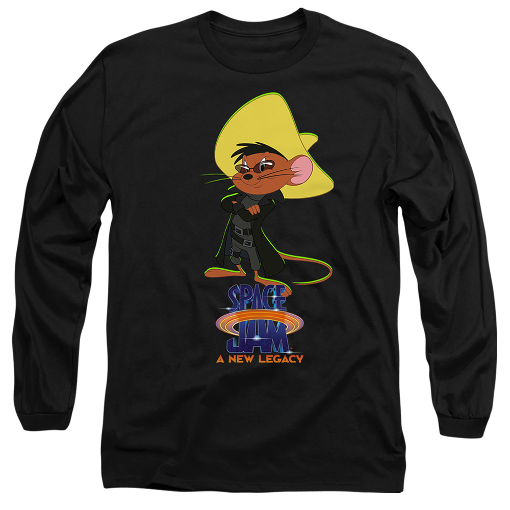 Space Jam 2 & Speedy Matrix-Long Sleeve Adult 18-1 T-Shirt, Black - Medium