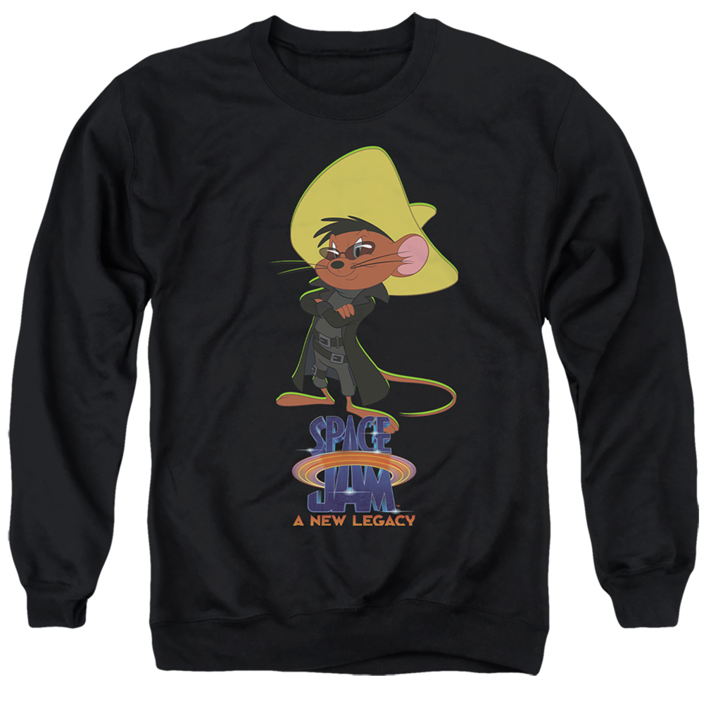 Space Jam 2 & Speedy Matrix-Adult Crewneck Sweatshirt, Black - Extra Large
