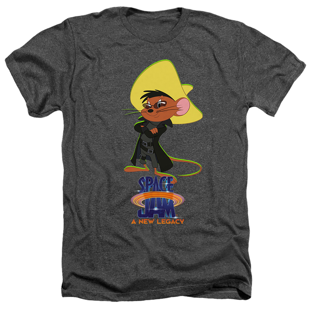 Space Jam 2 & Speedy Matrix-Adult Heather T-Shirt, Black - Extra Large