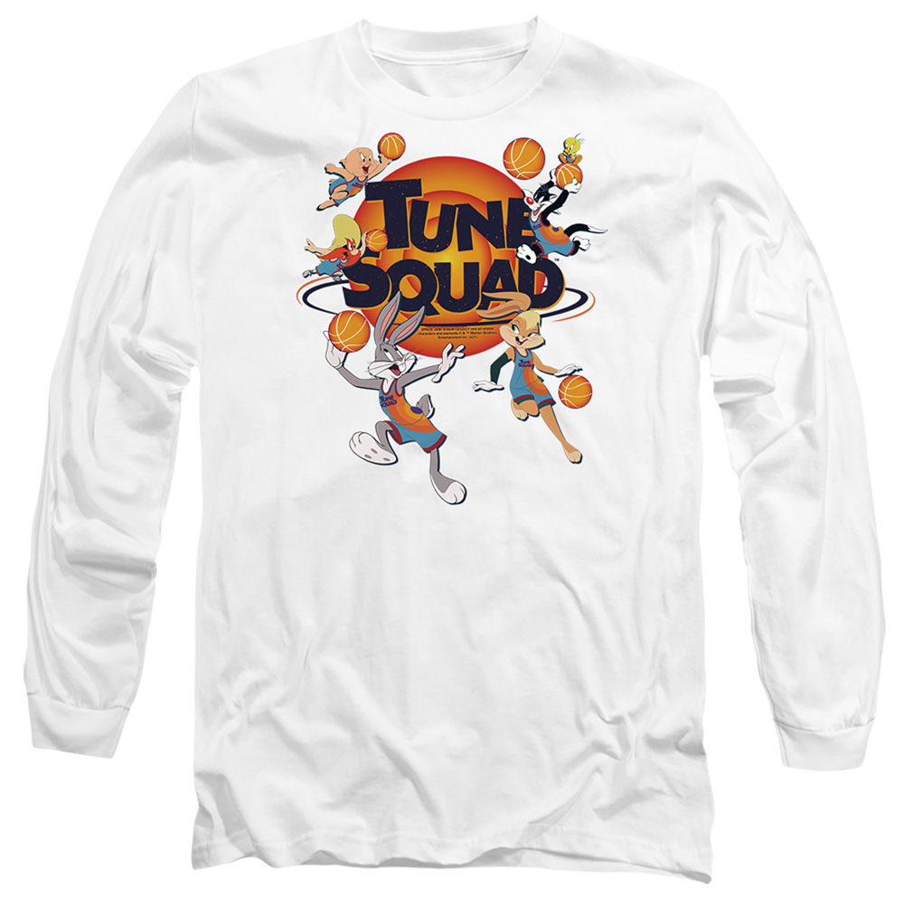Space Jam 2 & Tune Squad Group-Long Sleeve Adult 18-1 T-Shirt, White - Medium
