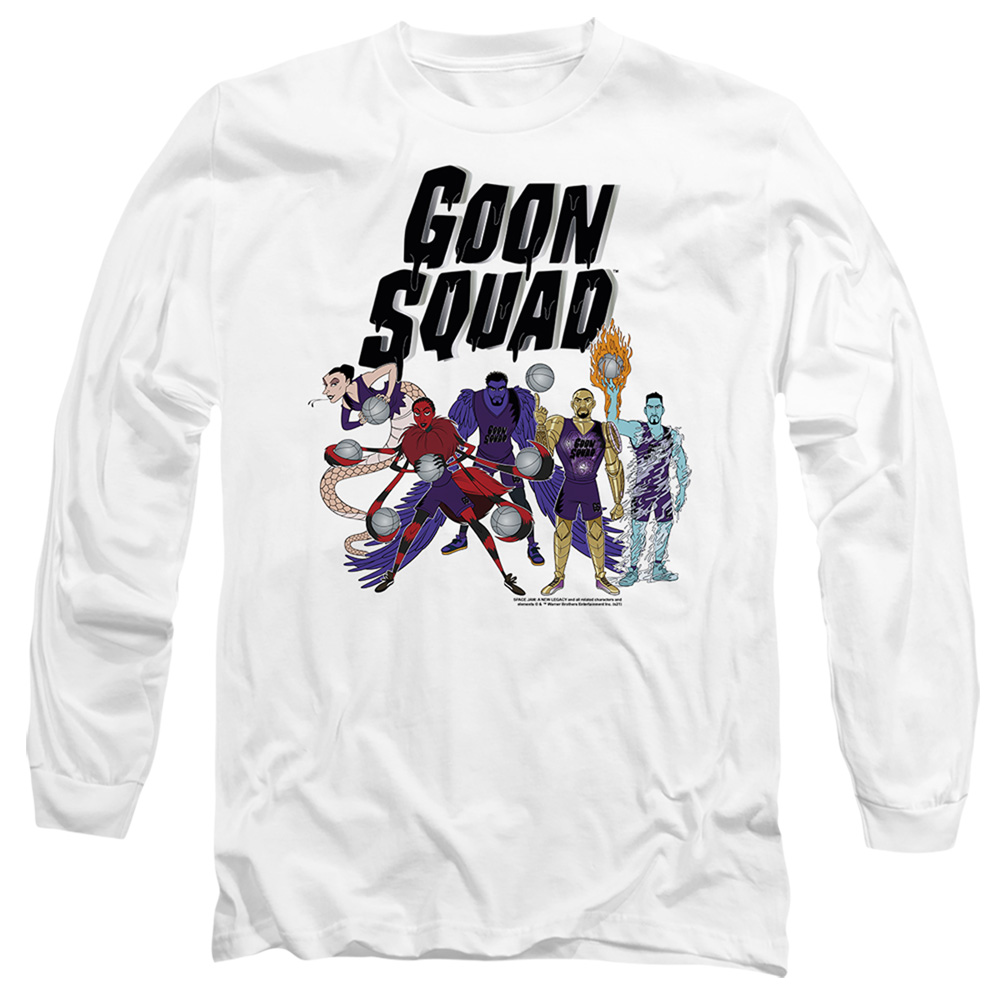 Space Jam 2 & Goon Squad Group-Long Sleeve Adult 18-1 T-Shirt, White - 2X