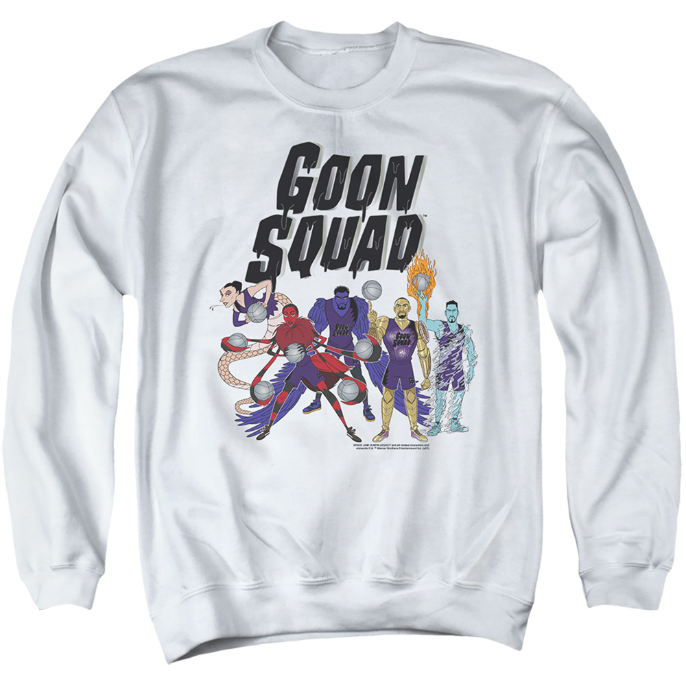 Space Jam 2 & Goon Squad Group-Adult Crewneck Sweatshirt, White - Medium