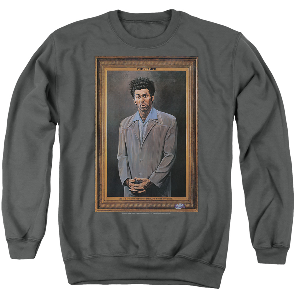 Seinfeld & Kramer Portrait-Adult Crewneck Sweatshirt, Charcoal - Medium
