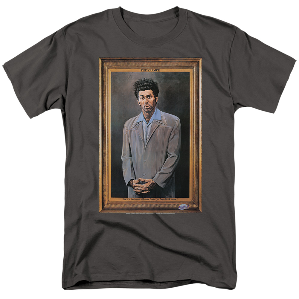 Seinfeld & Kramer Portrait Short Sleeve Adult 18-1 T-Shirt, Charcoal - Medium