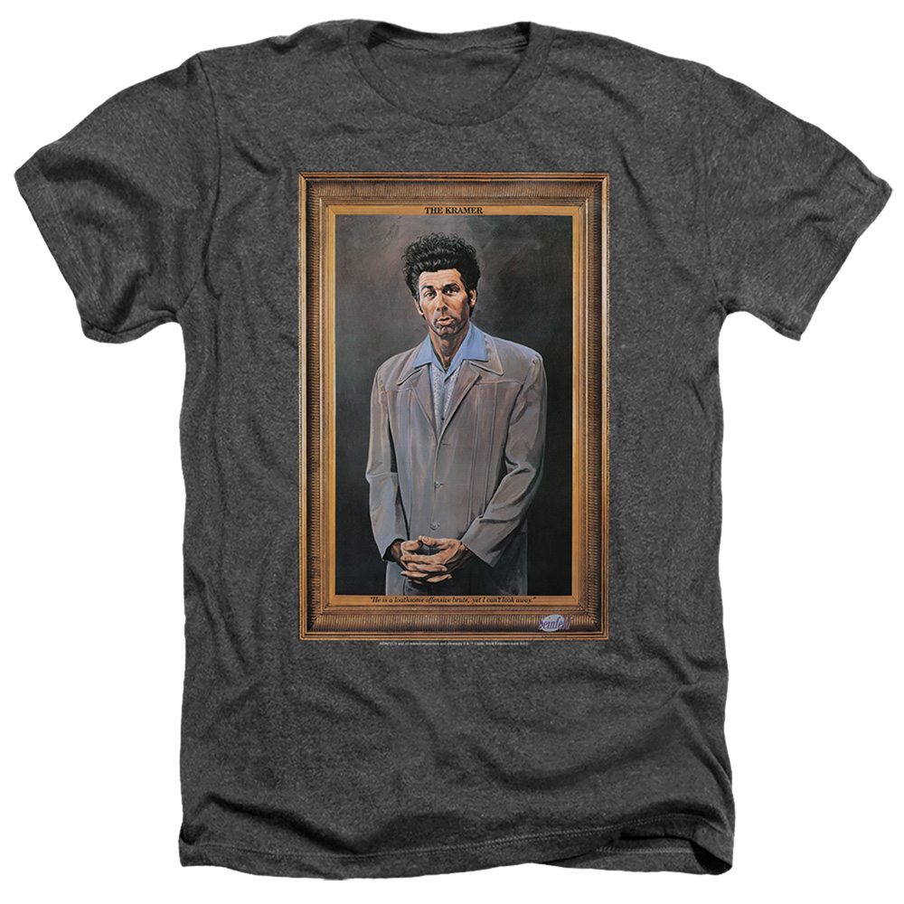 Seinfeld & Kramer Portrait-Adult Heather T-Shirt, Charcoal - Medium