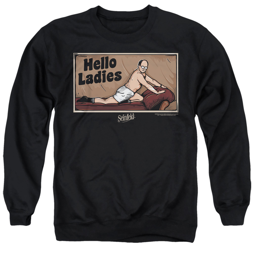 Seinfeld & Hello Ladies-Adult Crewneck Sweatshirt, Black - Small