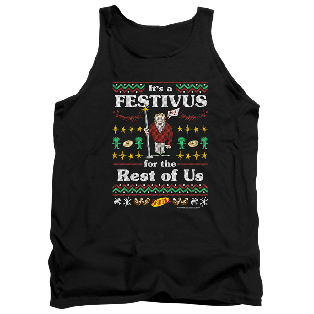 Seinfeld & Festive Festivus-Adult Tank Top, Black - Medium