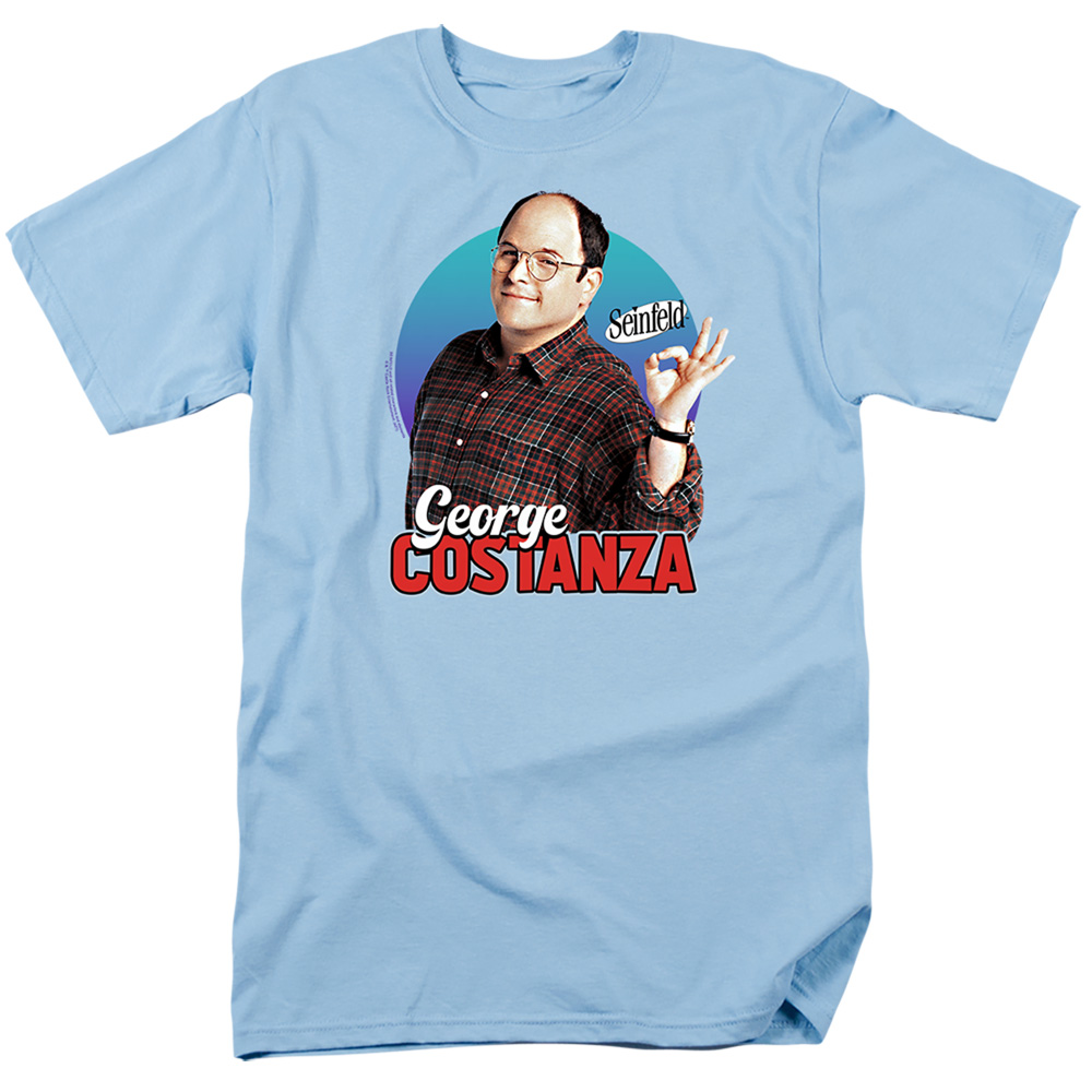 Seinfeld & George Short Sleeve Adult 18-1 T-Shirt, Light Blue - Medium