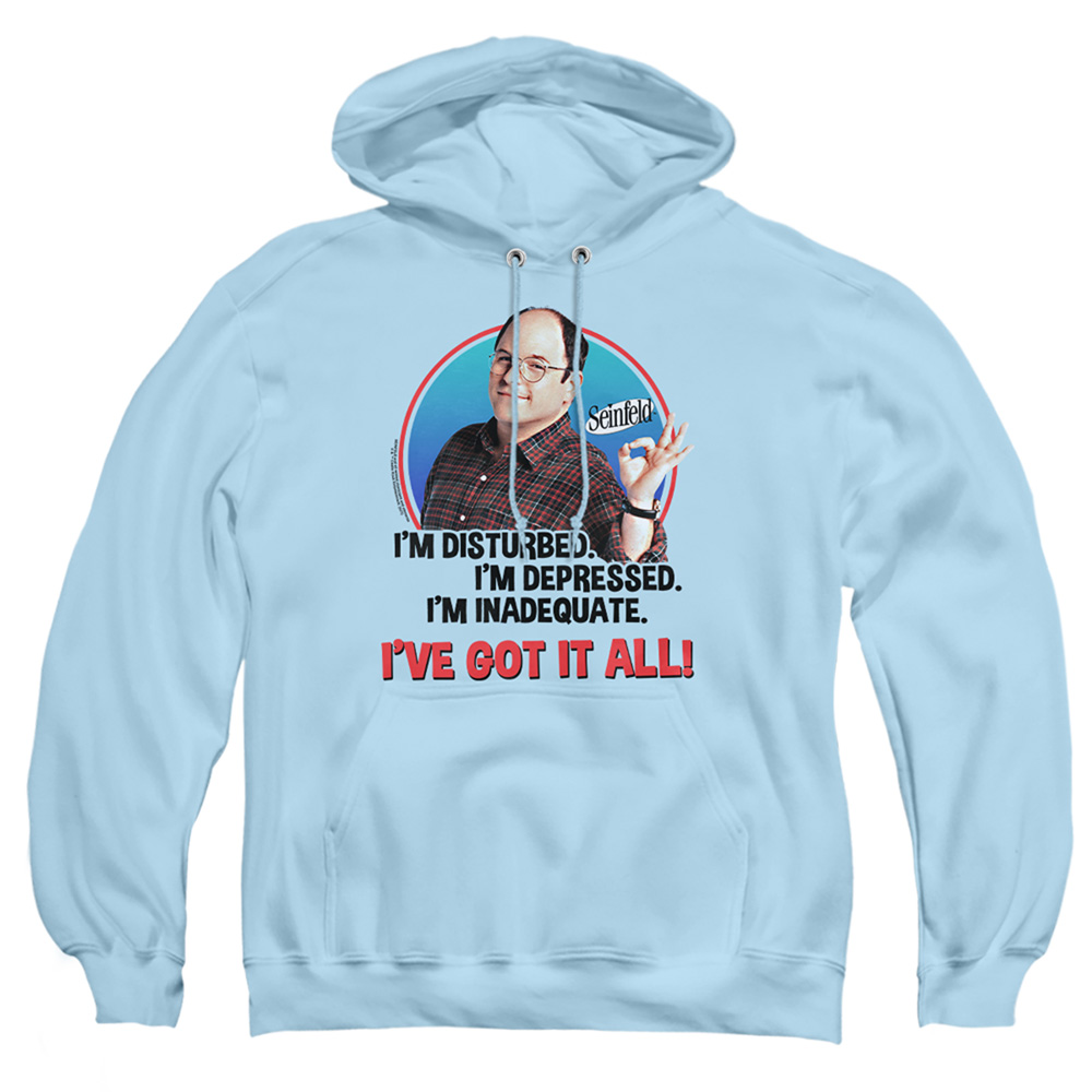 WBT1227-AFTH-2 Seinfeld & George All-Adult Pull-Over Hoodie, Light Blue - Medium