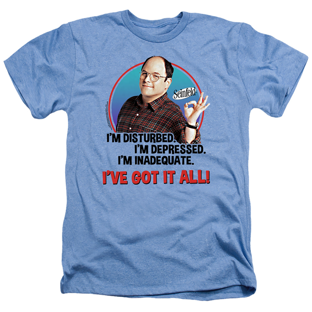 WBT1227-HA-2 Seinfeld & George All-Adult Heather T-Shirt, Light Blue - Medium