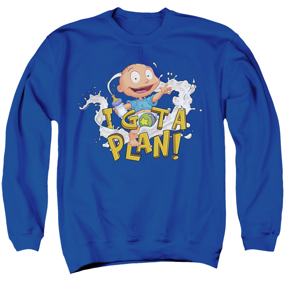 Rugrats & Tommy Pickles Has A Plan-Adult Crewneck Sweatshirt, Royal Blue - Medium
