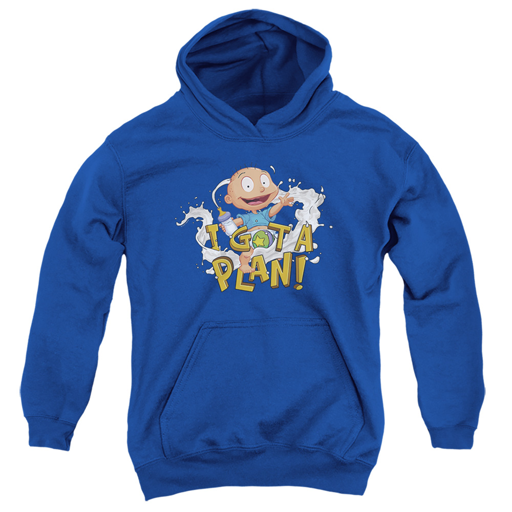 NICK225-YFTH-3 Rugrats & Tommy Pickles Has A Plan-Youth Pull-Over Hoodie, Royal Blue - Large