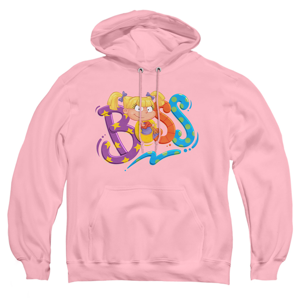 NICK226-AFTH-2 Rugrats & Angelica Is Boss-Adult Pull-Over Hoodie, Pink - Medium