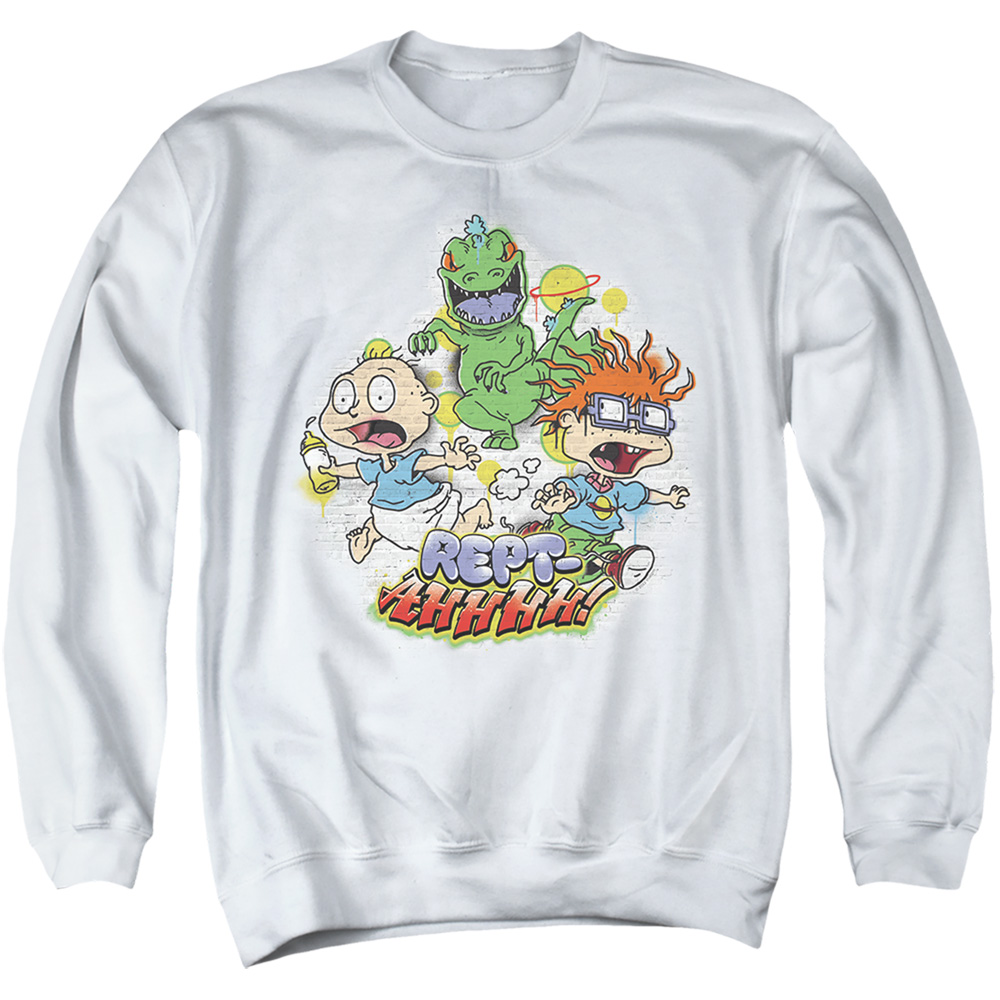 Rugrats & Tommy & Chucky Rept-Ahhhhh-Adult Crewneck Sweatshirt, White - Medium
