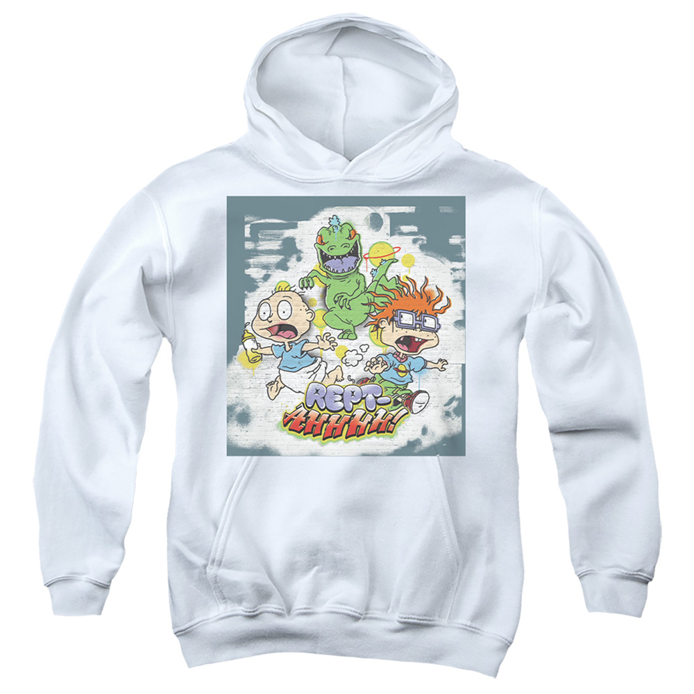 Rugrats & Tommy & Chucky Rept-Ahhhhh-Youth Pull-Over Hoodie, White - Medium
