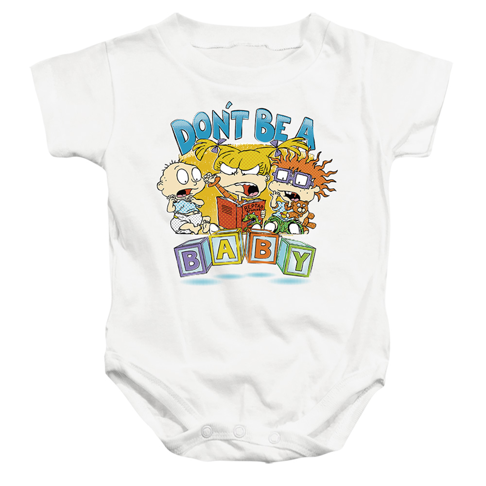 NICK231-SS-2 Rugrats & Dont Be A Baby Blocks-Infant Snapsuit, White - Medium - 12 Month