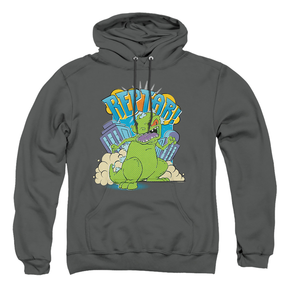 Rugrats & Reptar Stomp-Adult Pull-Over Hoodie, Charcoal - Small