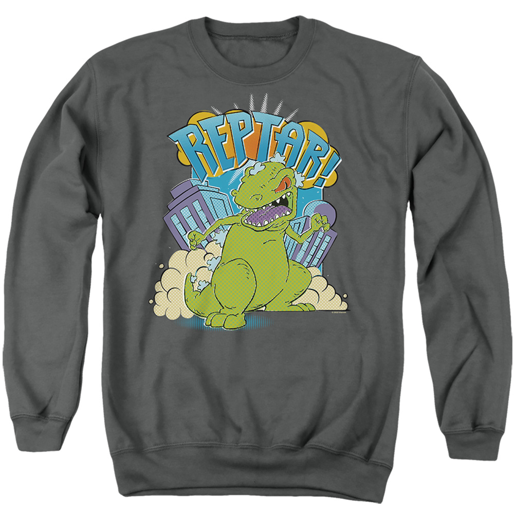 NICK232-AS-2 Rugrats & Reptar Stomp-Adult Crewneck Sweatshirt, Charcoal - Medium