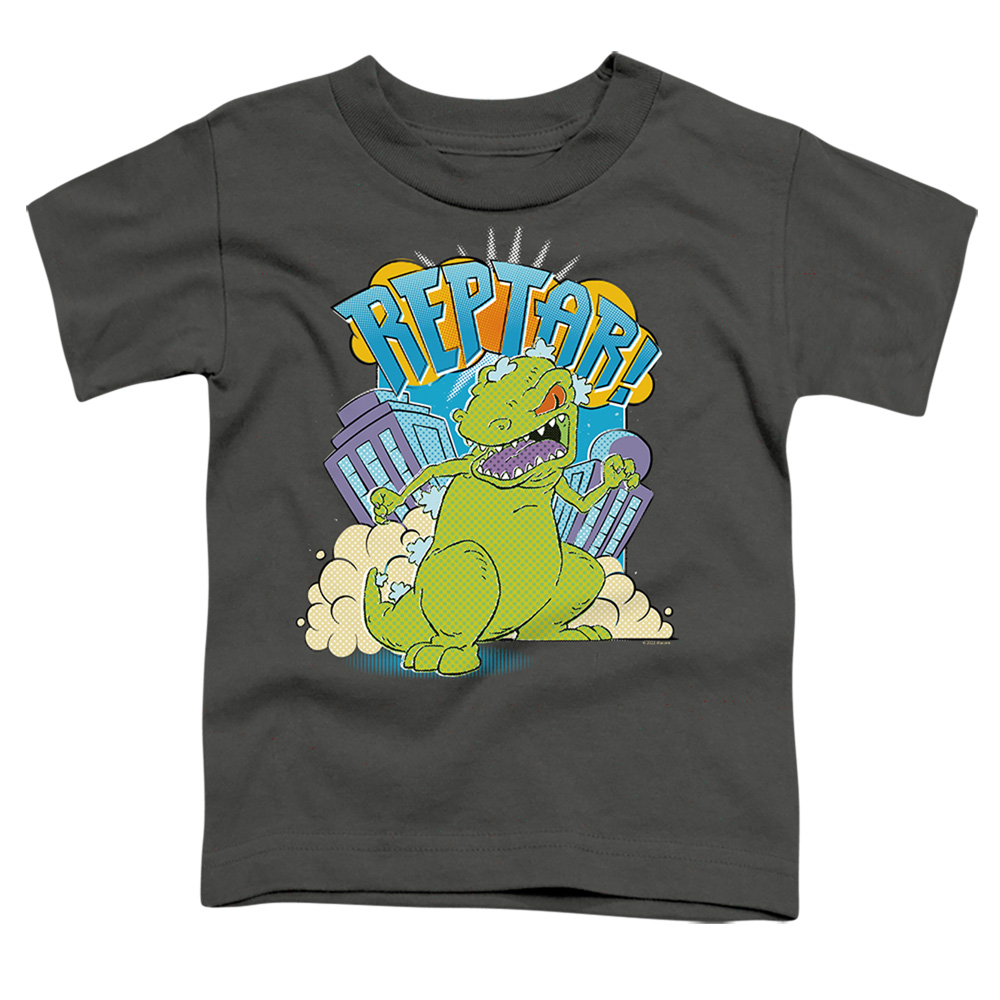NICK232-TT-2 Rugrats & Reptar Stomp Short Sleeve Toddler T-Shirt, Charcoal - Medium 3T