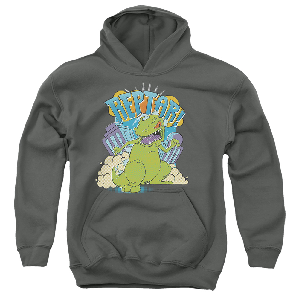 Rugrats & Reptar Stomp-Youth Pull-Over Hoodie, Charcoal - Extra Large