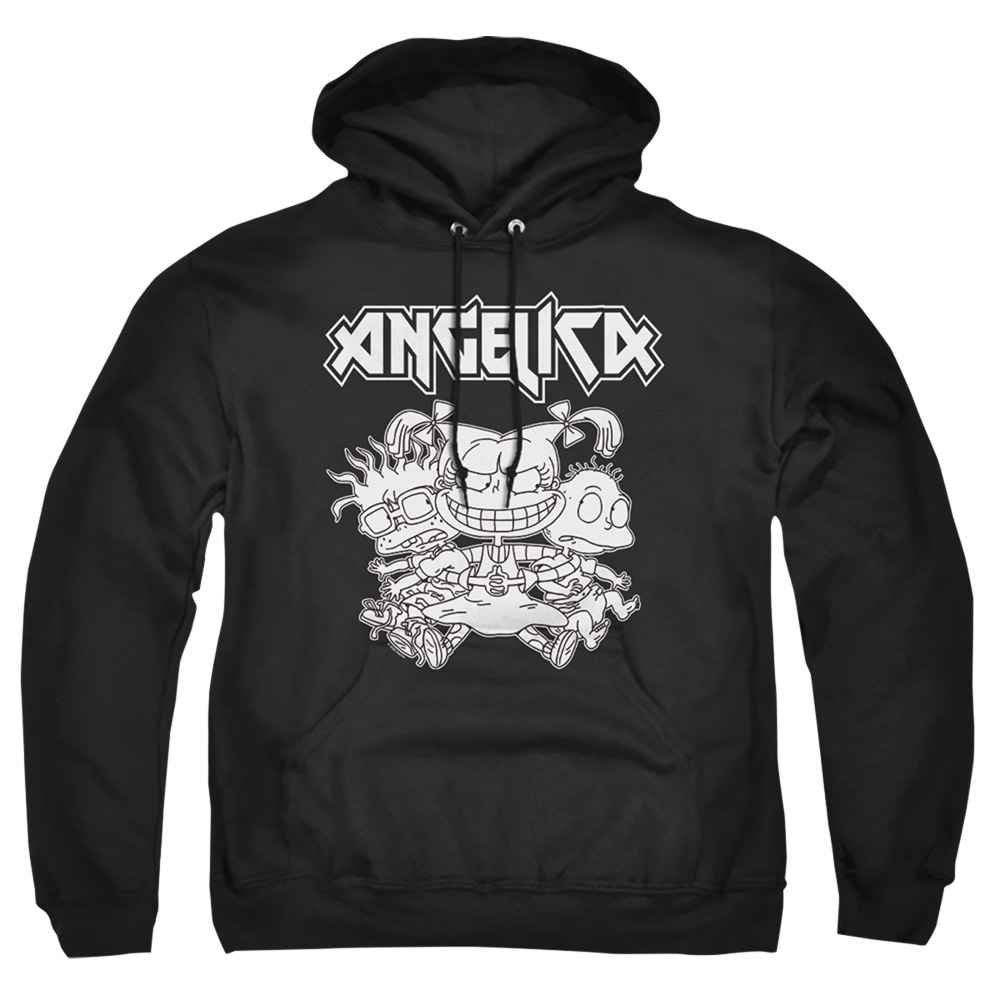 NICK237-AFTH-4 Rugrats & Angelica Pickles Rocks-Adult Pull-Over Hoodie, Black - Extra Large