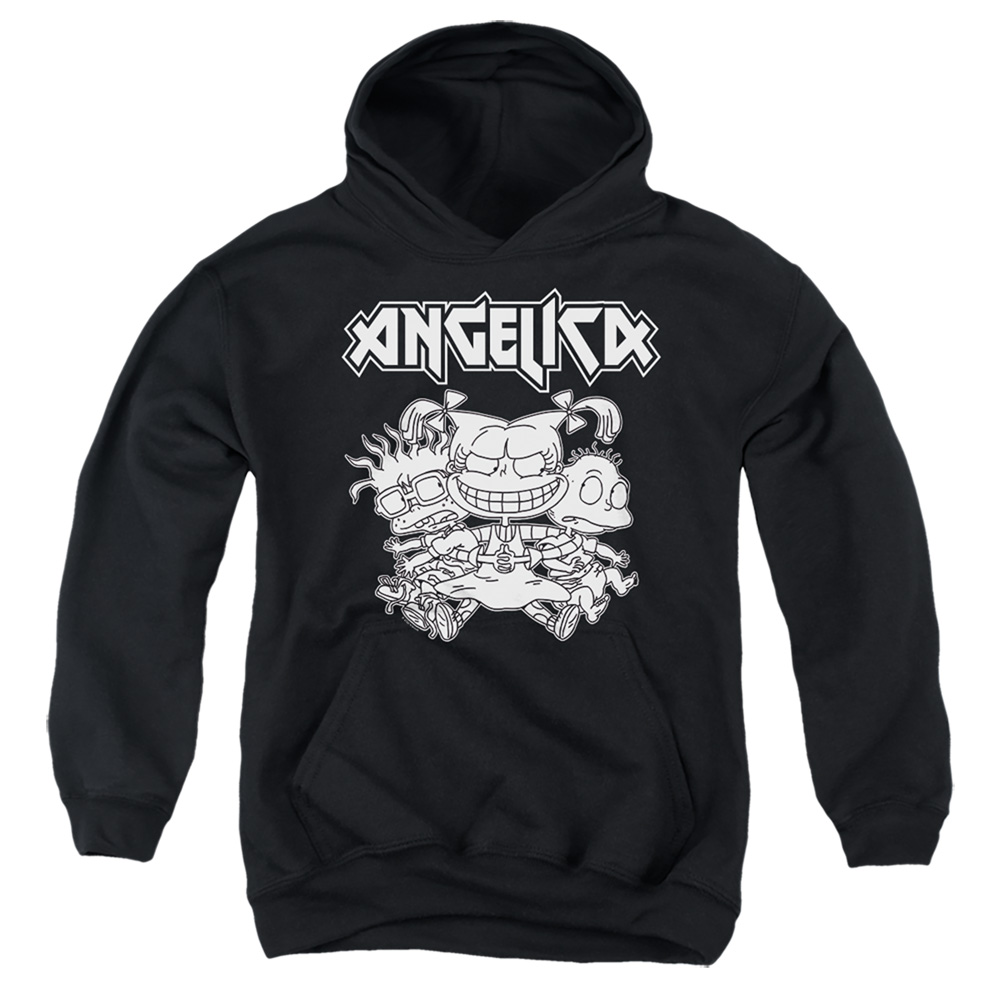 Rugrats & Angelica Pickles Rocks-Youth Pull-Over Hoodie, Black - Small