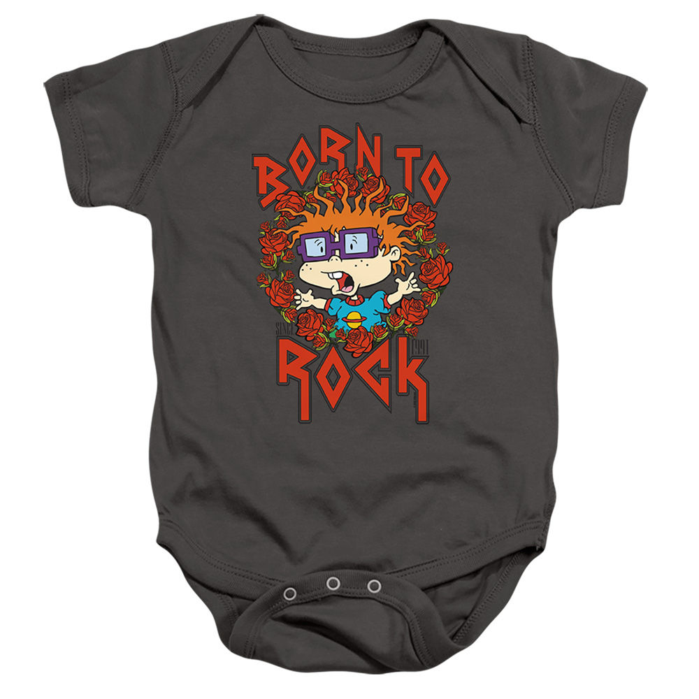 NICK238-SS-2 Rugrats & Chucky Was Born To Rock-Infant Snapsuit, Charcoal - Medium - 12 Month