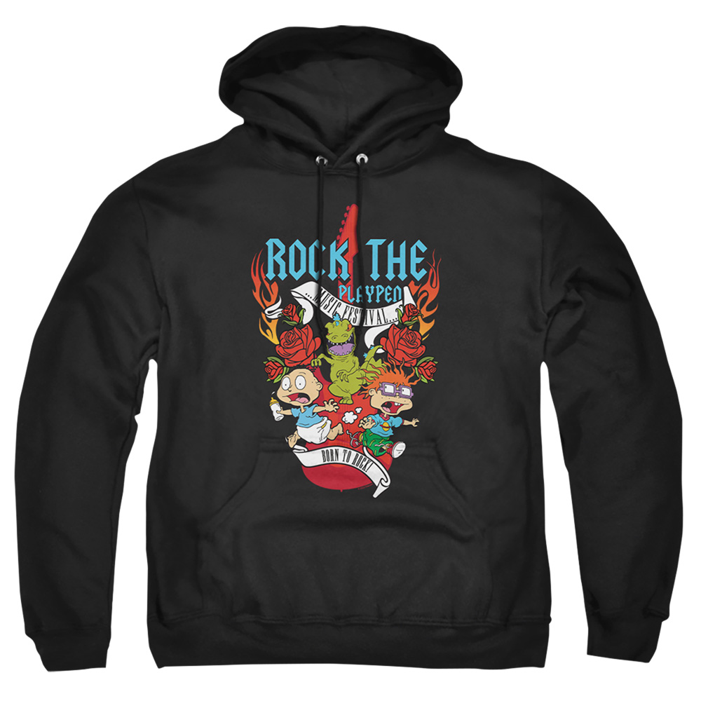 NICK239-AFTH-3 Rugrats & Rock the Playpen Music Festival-Adult Pull-Over Hoodie, Black - Large -  Trevco