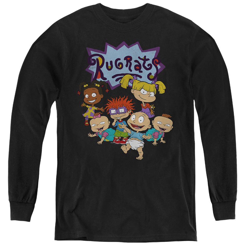 Rugrats & Rugrats Group-Youth Long Sleeve T-Shirt, Black - Medium