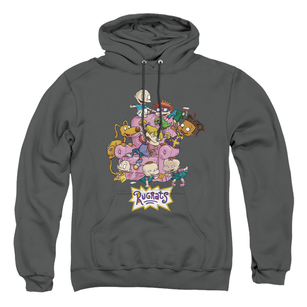 NICK557-AFTH-2 Rugrats & Rugrats Chair-Adult Pull-Over Hoodie, Charcoal - Medium