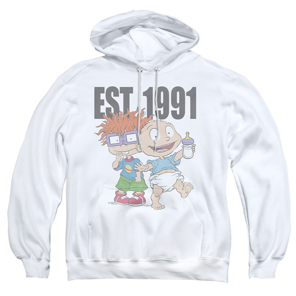 Rugrats & Est 1991-Adult Pull-Over Hoodie, White - Large