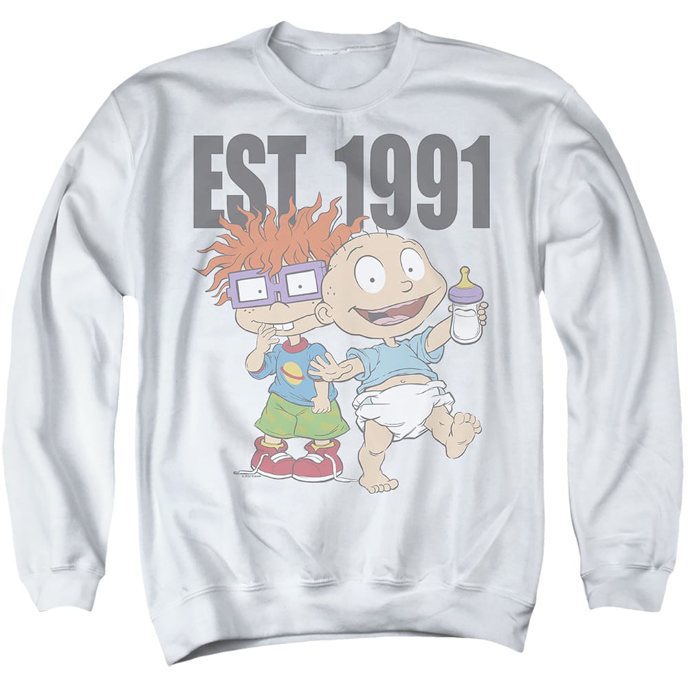 Rugrats & Est 1991-Adult Crewneck Sweatshirt, White - Medium