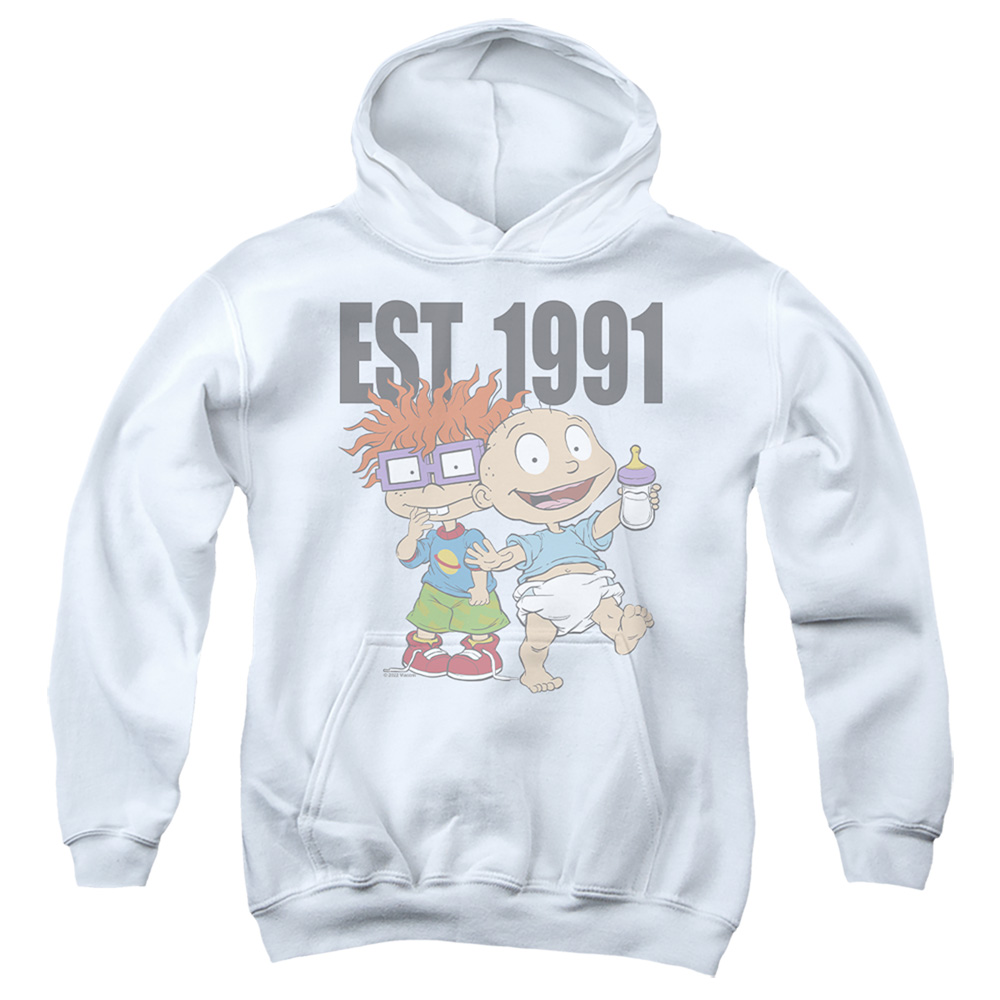 Rugrats & Est 1991-Youth Pull-Over Hoodie, White - Large