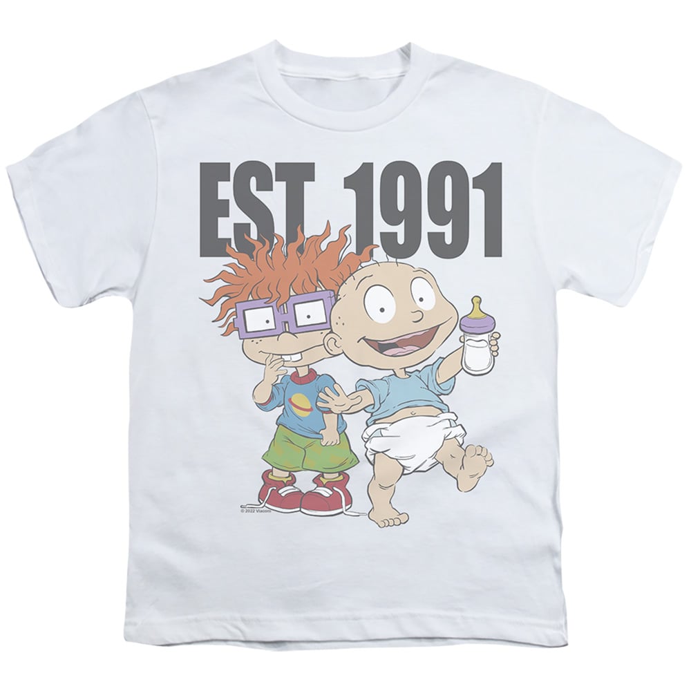 Rugrats & Est 1991 Short Sleeve Youth 18-1 T-Shirt, White - Medium