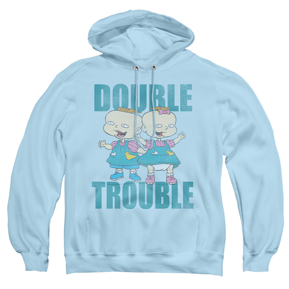 Rugrats & Double Trouble-Adult Pull-Over Hoodie, Light Blue - Small