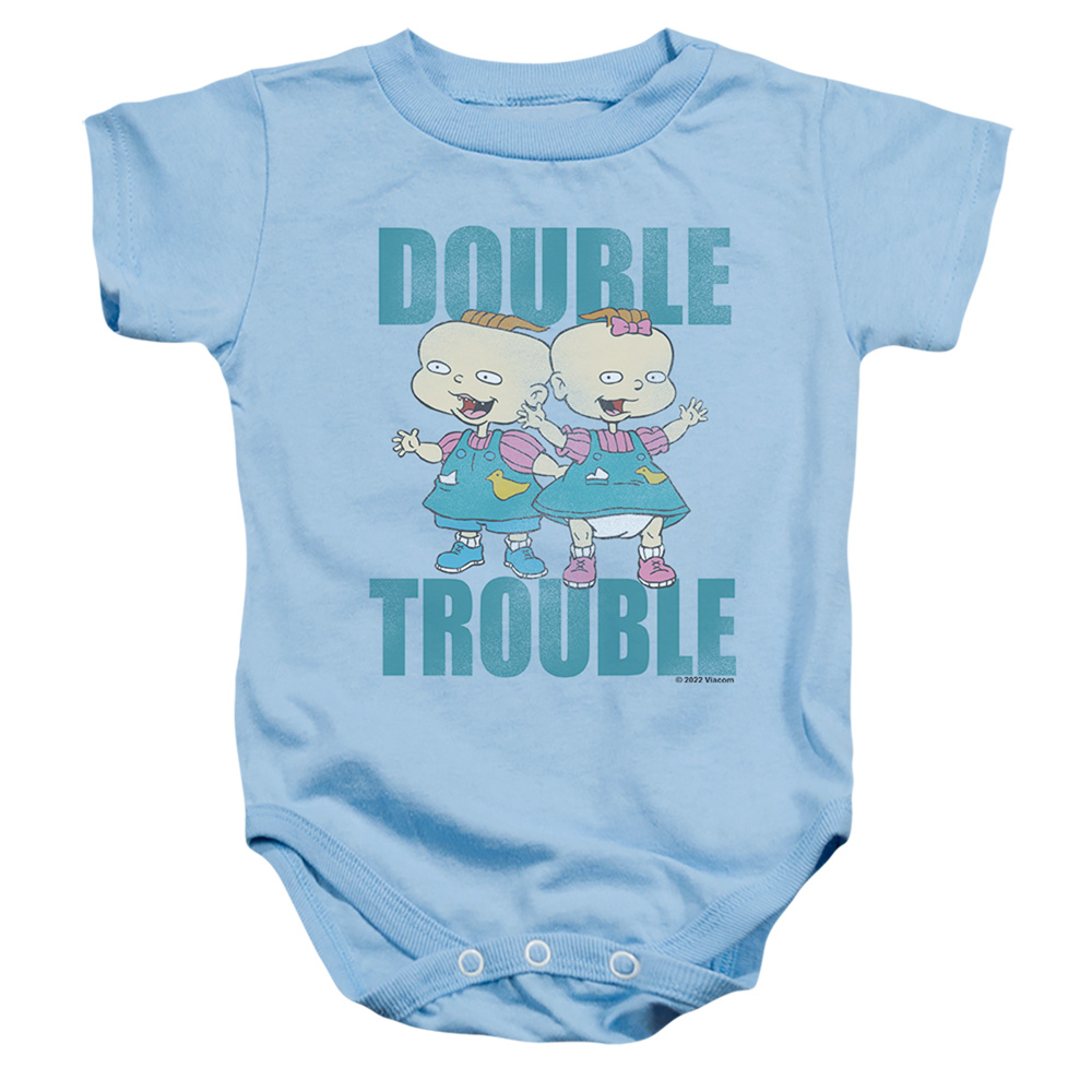 NICK569-SS-4 Rugrats & Double Trouble-Infant Snapsuit, Light Blue - Extra Large - 24 Month