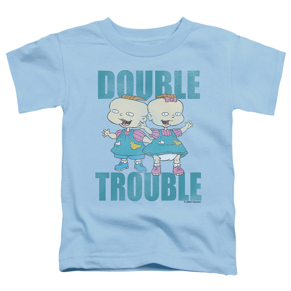 NICK569-TT-2 Rugrats & Double Trouble Short Sleeve Toddler T-Shirt, Light Blue - Medium 3T