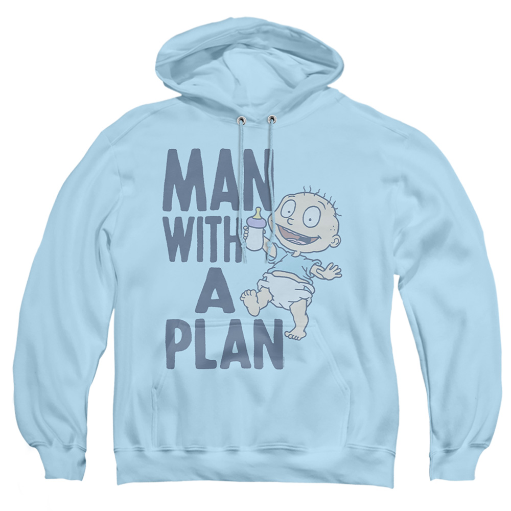 Rugrats & Man with A Plan-Adult Pull-Over Hoodie, Light Blue - Extra Large