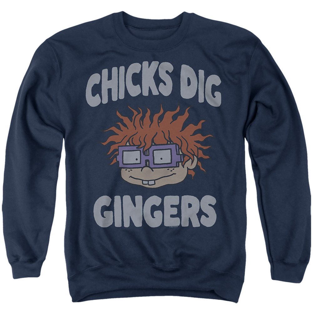 Rugrats & Chicks Dig Gingers-Adult Crewneck Sweatshirt, Navy - Extra Large