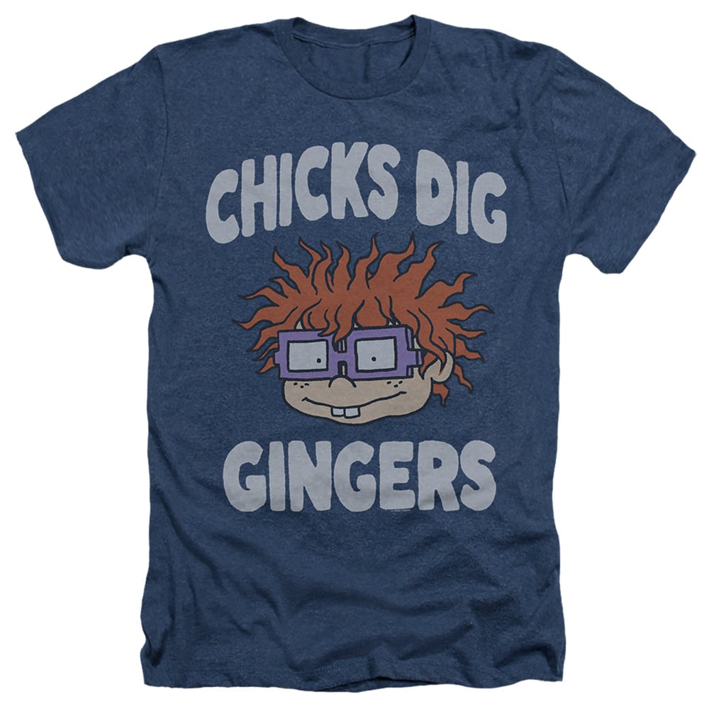 NICK748-UKHA-2 Rugrats & Chicks Dig Gingers-UK Heather T-Shirt, Navy - Medium -  Trevco