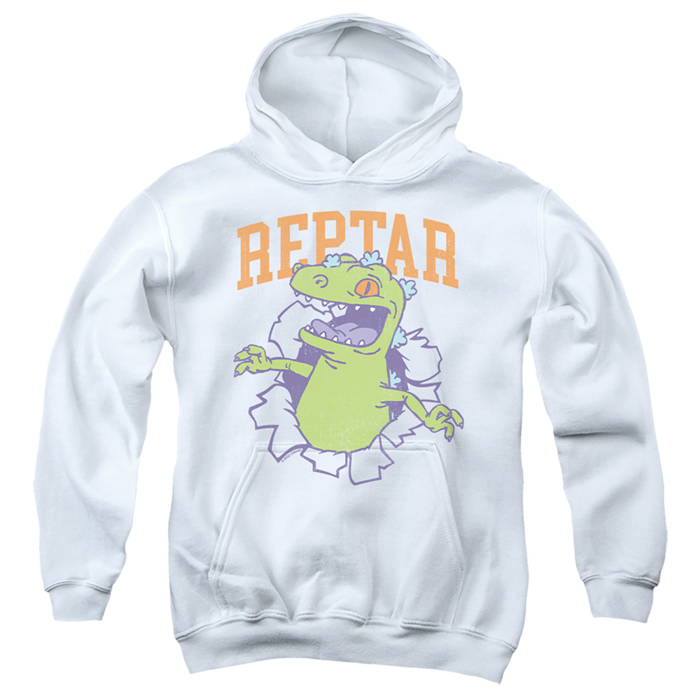 Rugrats & Reptar Shirt Rip-Youth Pull-Over Hoodie, White - Small