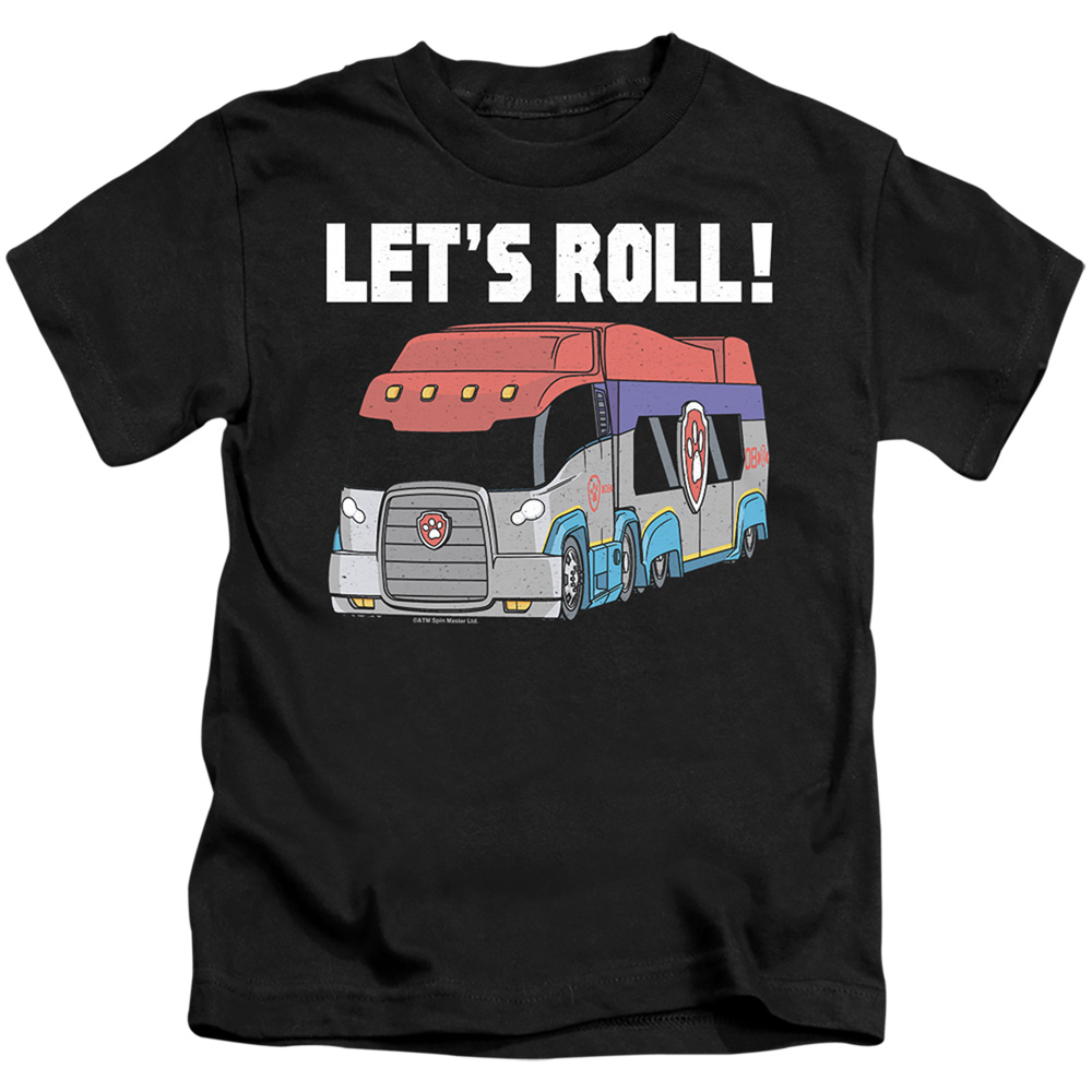 Paw Patrol & Lets Roll Short Sleeve Juvenile 18-1 T-Shirt, Black - Medium 5-6