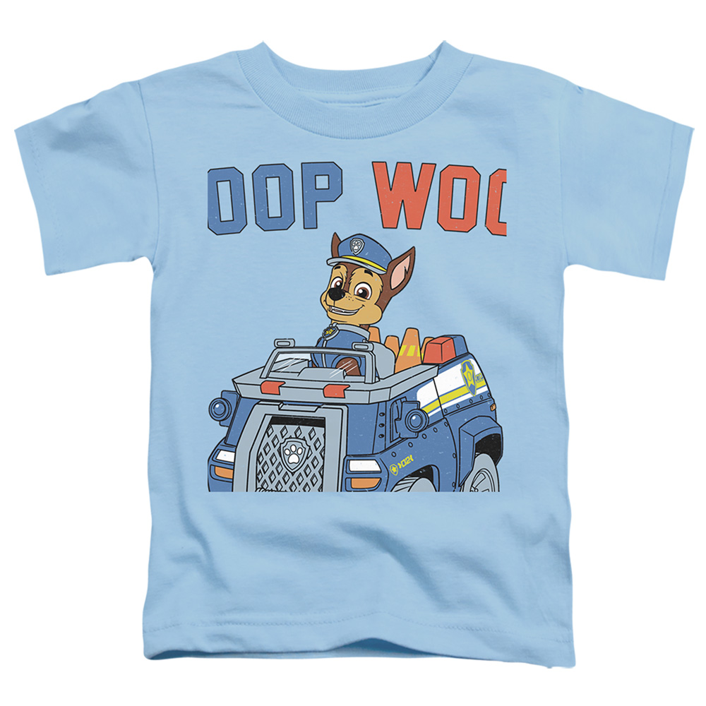NICK474-TT-2 Paw Patrol & Woop Woop Short Sleeve Toddler T-Shirt, Light Blue - Medium 3T