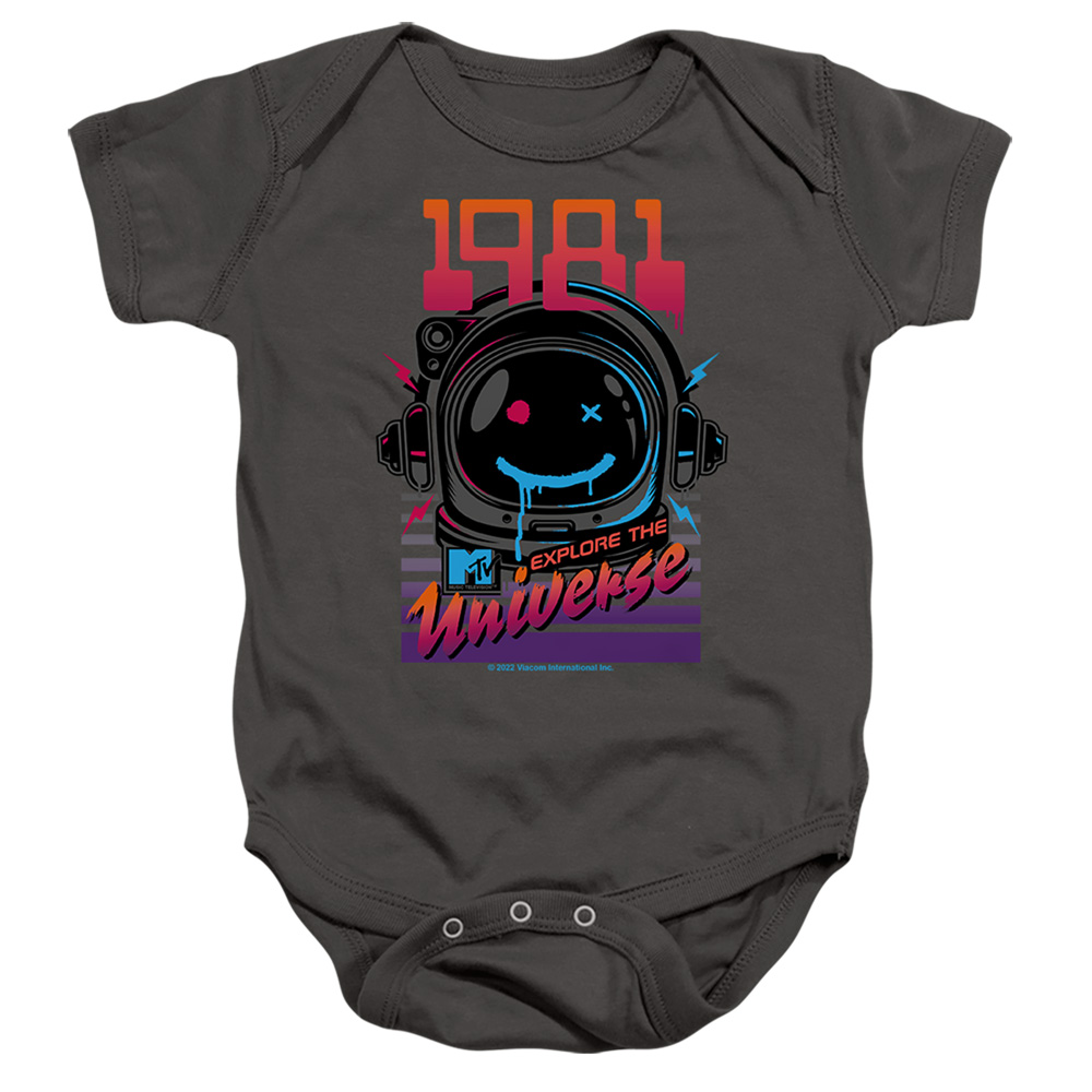 MTV & Explore the Universe Logo-Infant Snapsuit, Charcoal - Extra Large - 24 Month