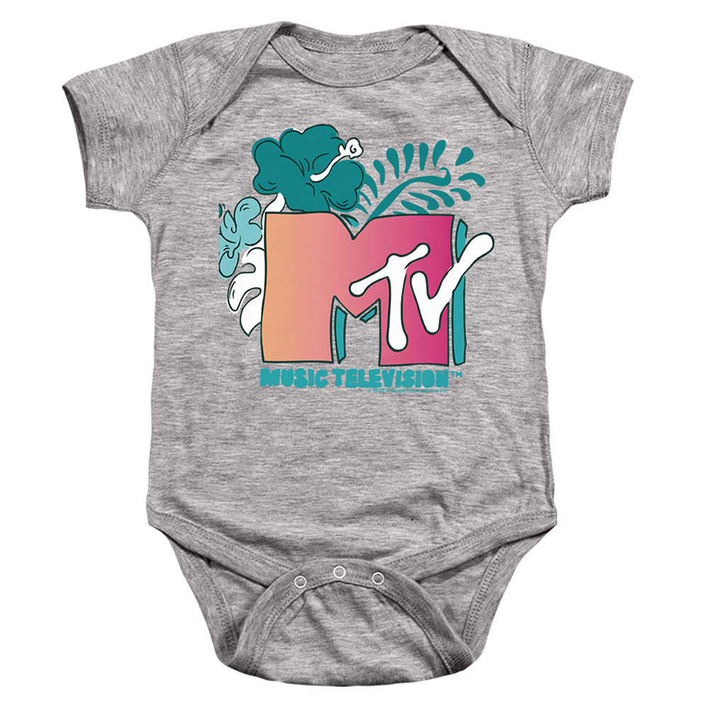 MTV & Tropical Flower Logo-Infant Snapsuit, Athletic Heather - Medium - 12 Month