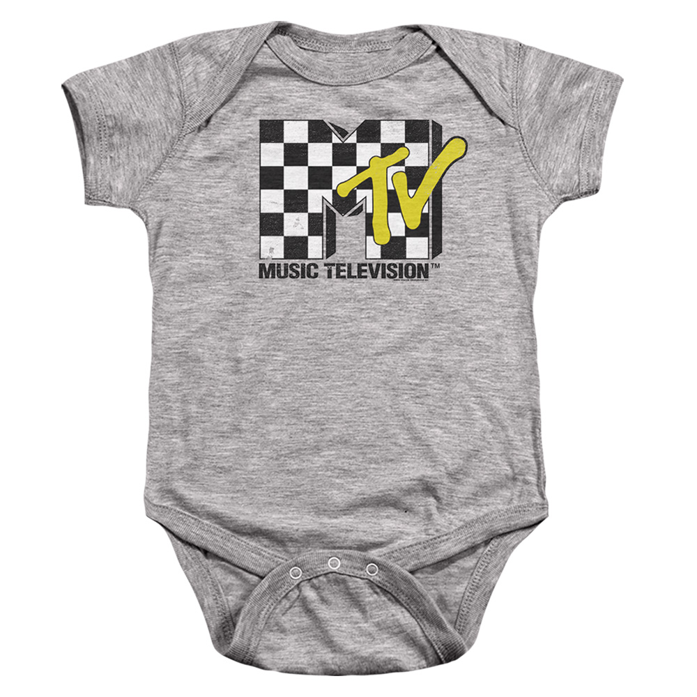 MTV & Checkered Logo-Infant Snapsuit, Athletic Heather - Small - 6 Month
