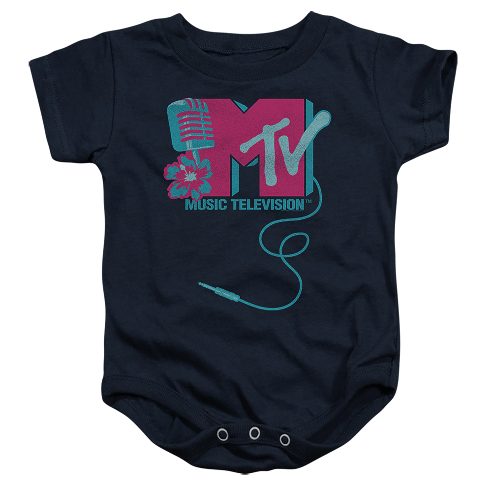 MTV & Hawaiian Microphone Logo-Infant Snapsuit, Navy - Medium - 12 Month
