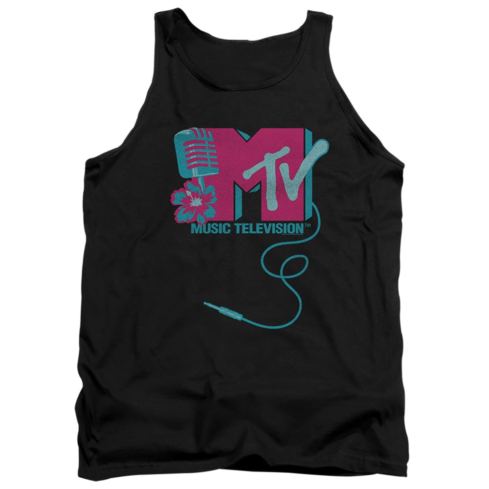 MTV & Microphone Logo-Adult Tank Top, Black - Small