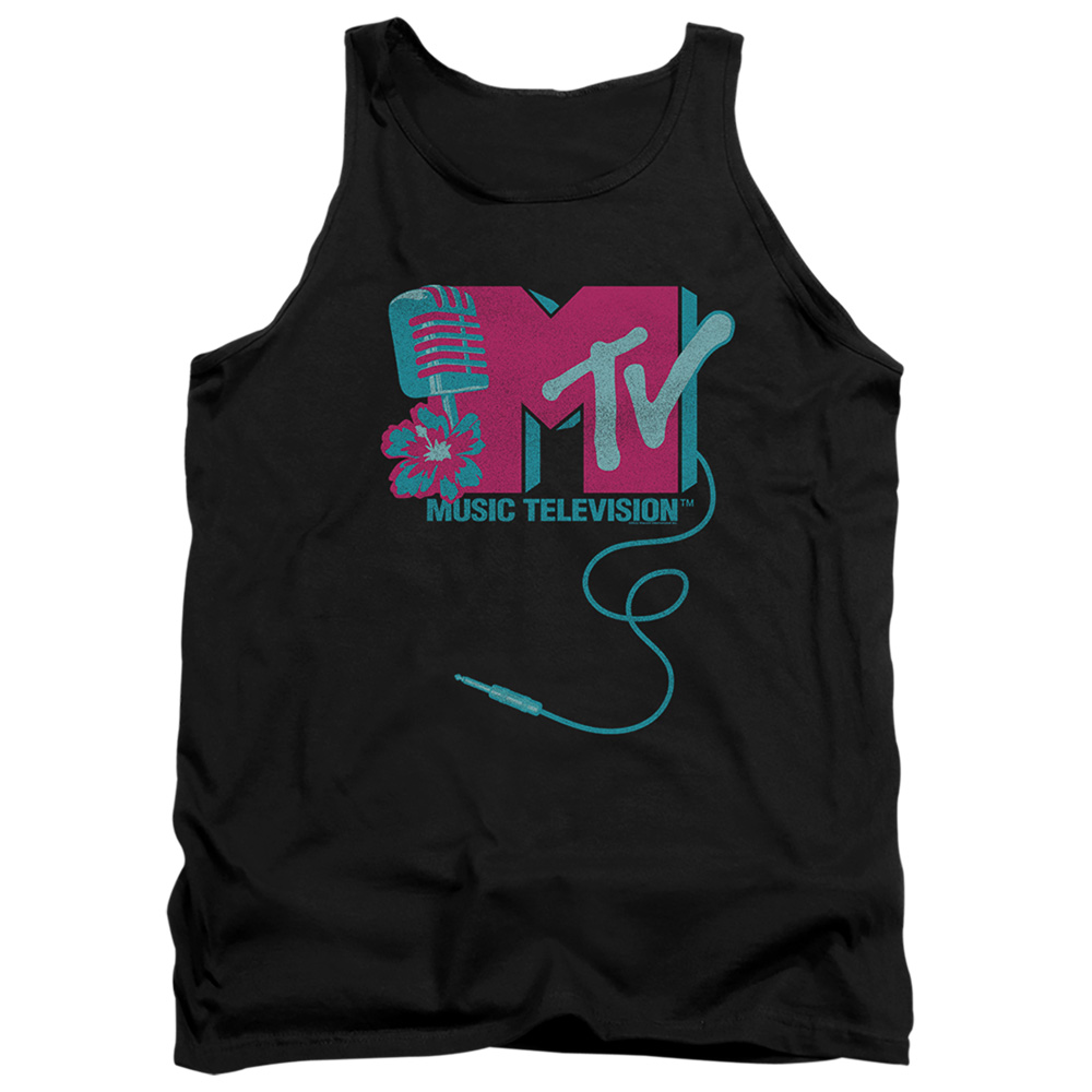 MTV & Microphone Logo-Adult Tank Top, Black - Medium